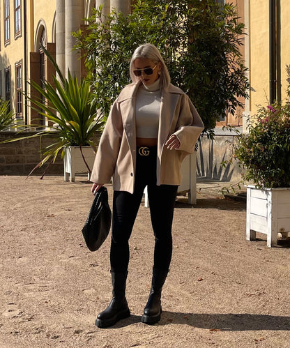 Joana oversized jas in beige